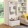 Minimalist Vintage Entryway Hall Tree Wardrobe with Storage Bench, Hooks & Compartments, 31.5"W x 70.9"H Bedroom Organizer-3irtyhousy - 2 of 4