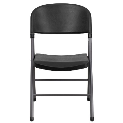 Black Metal Armless Folding Reception Chairs, Set of 2