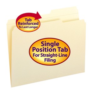 Smead File Folders, Reinforced 2/5-Cut Right Position Tab, Guide Height, Letter Size, Manila, 100 Per Box (10386) - 1 of 1