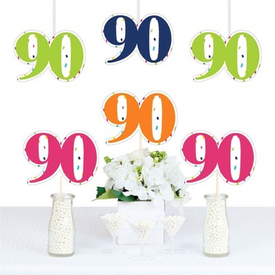 Big Dot of Happiness 90th Birthday - Cheerful Happy Birthday - Ninety Shaped Decorations DIY Colorful Ninetieth Birthday Party Essentials - Set of 20