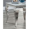 Vynxaria Series 23.5 in. White Silver Square Glass End Table with Stainless Steel Cabriole-Style Legs - 4 of 4