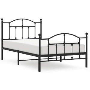 vidaXL Black Twin Metal Bed Frame with Headboard & Slats, No Mattress, Easy Assembly - 1 of 4
