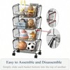 Stackable Metal Storage Carts Dual Use Shelf Kitchen Fruit Vegetable Baskets with Wheels Storage Rack - 3 of 4