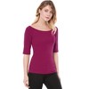 INSPIRE CHIC Women's Half Sleeves Scoop Neck Fitted Layering Soft T-Shirt - 4 of 4