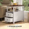 Aghana Digitals Narrow White Side Table with Charging Station, USB Ports, Drawers & Shelf - Modern - 4 of 4