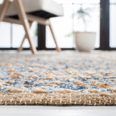 Cape Cod Blue and Natural Hand-Knotted Jute Area Rug