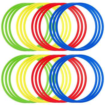 Juvale 24 Pack Speed and Agility Training Rings for Trainers, Gyms, Athletics, 4 Assorted Colors, Red, Yellow, Blue, and Green, 15.75 In