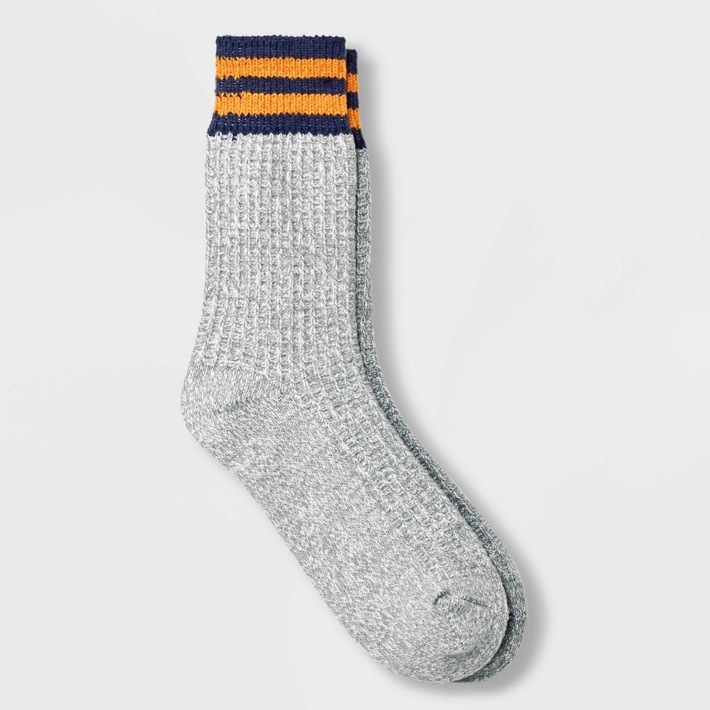 Women's Waffle Knit Varsity Striped Super Soft Crew Boot Socks - Universal Thread™ Light Gray 4-10 -  88549959