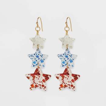 Americana Glitter Star Drop Earrings