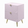 Royal Hampton Nightstand, Geometric 2 Drawers, Gold Metal, 25 Inch Pink Wood - 2 of 4