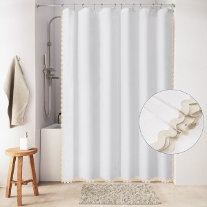 Scalloped Woven Fabric Shower Curtain - 1 of 4