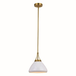 Vaxcel Dayna 1 - Light Pendant in  Satin Brass/Glossy White/Matte White - 1 of 4