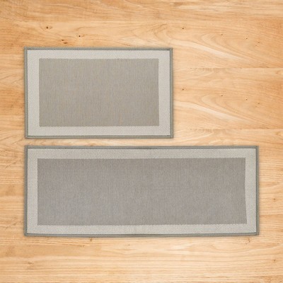 Isla Jade 20"x30" & 20"x50" 2pk Washable Border Accent Rugs