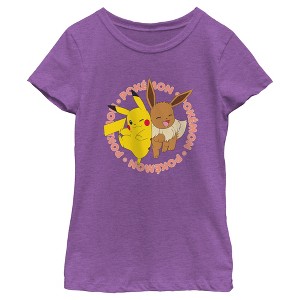 Girl's Pokemon Pals Pikachu and Eevee T-Shirt - 1 of 4