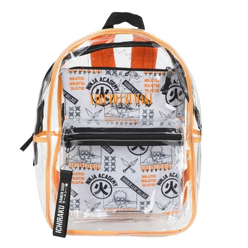 Naruto Shippuden 17 Clear Plastic Backpack with Removable Laptop Pocket