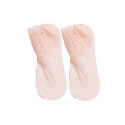 Anna-Kaci Women's Floral Lace No Show Socks Lightweight Low Cut Sheer Liner with Silicone Heel Grip Elegant Invisible Design for Flats