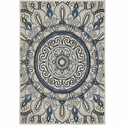 Oriental Weavers Torrey 072J1 Light Grey/ Blue Indoor/Outdoor Area Rug - 9'10" x 12'10"