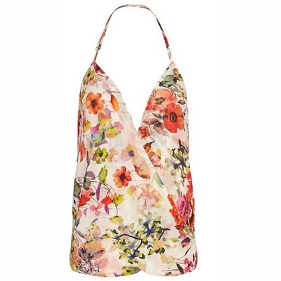 Women's Floral Halter Tank Top - Chelsea Flower