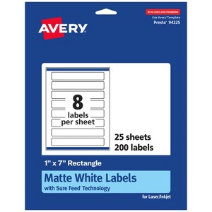 Avery Matte White Rectangle Labels, 1" x 7" - 1 of 4