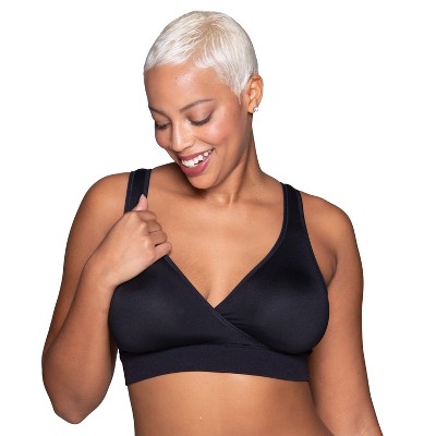 Image of Vanity Fair Womens Nursing Cross Front Pullover Bra 72074 - Midnight Black - XL