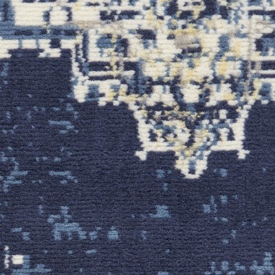 Navy Blue Medallion Tufted Synthetic Area Rug 2' x 4'