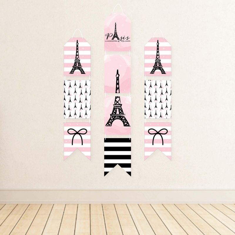 Big Dot of Happiness Paris, Ooh La La - Hanging Vertical Paper Door Banners - Paris Themed Baby Shower or Birthday Party Wall Kit - Indoor Door Decor, 3 of 8