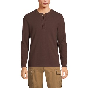 Lands' End Men's Long Sleeve Thermal Waffle Henley - 1 of 4