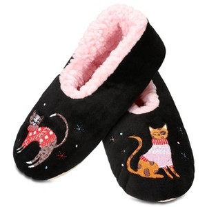 Memoi Women's Sweater Cats Plush Lined Slippers - 1 of 4