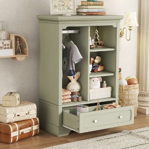 NicBex Kids Open Wardrobe Closet with Safety Rounded Corners, Hanging Rod & Drawers, Bedroom Dresser Storage, Storage Cabinet, Dresser for Closet - 1 of 4