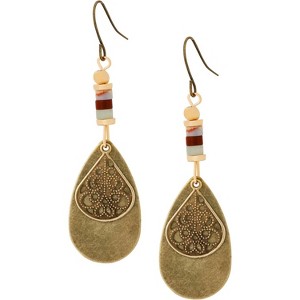 Antique Brass Teardrop Filigree Earrings - 1 of 4