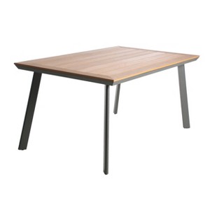 Christopher Knight Home Leeds Outdoor Aluminum and Faux Wood Dining Table with Splayed Leg - 1 of 4