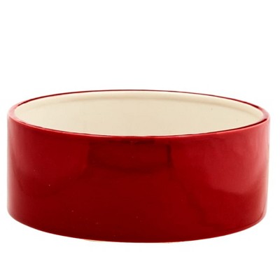 Red Ceramic Dog Bowl with 'Dinner' Text, 7 Inches