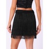Allegra K Women's High Waist Belted Pencil Fringe Trim Mini Skirts - 3 of 4