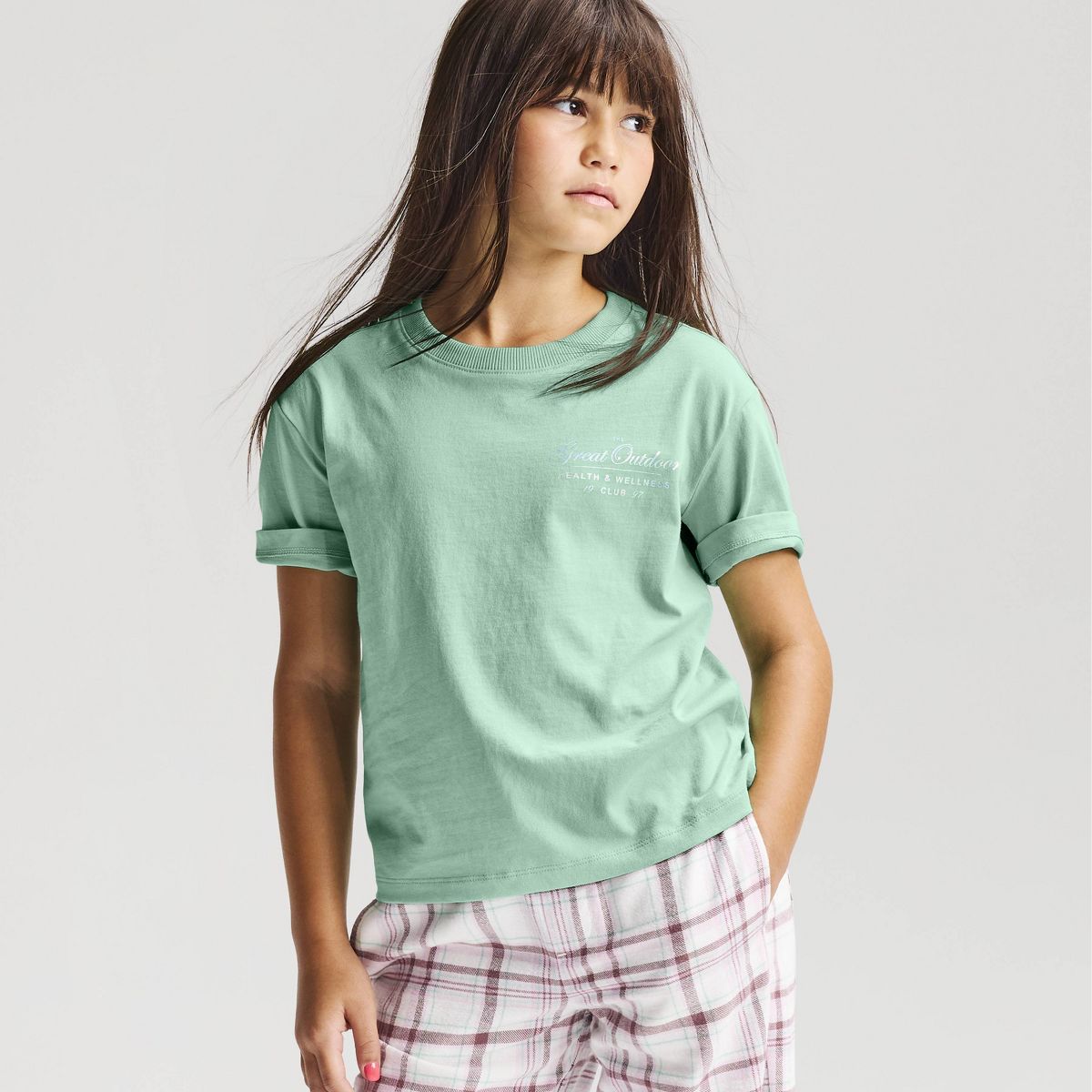 Girls' Short Sleeve Relaxed Fit 'Great Outdoors' Graphic T-Shirt - Cat & Jack™ Cool Mint