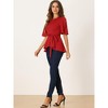 Allegra K Women's Split Half Sleeve Crew Neck Belted Casual Peplum Blouses - image 4 of 4