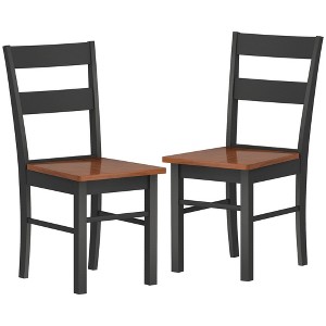 HOMCOM Dining Chairs, Set of 2 Rubber Wood Kitchen Chairs with Open Back, Farmhouse Dining Room Chairs - 1 of 4