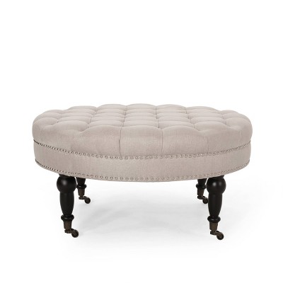 Cimarron Contemporary Round Ottoman with Rolling Casters - Christopher Knight Home