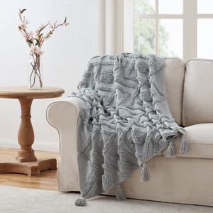 VCNY 50"x60" Charlotte Tufted Diamond Cotton Throw Blanket: Hypoallergenic, Machine Washable - 1 of 4