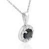 Pompeii3 1 ct Blue Sapphire & Diamond Halo Pendant 14k White Gold & 18" Chain - 2 of 3