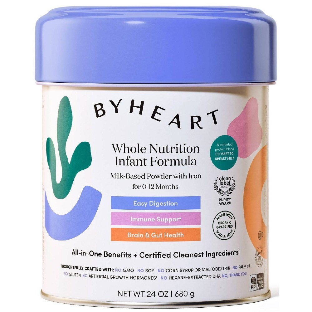(Use 01/01/2027) ByHeart Whole Nutrition Infant Powder Formula—Made with Only Organic, Grass-Fed Whole Milk, Not Skim - 24oz
