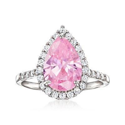 Ross-Simons 2.00 Carat Simulated Pink Sapphire and .40 ct. t.w. CZ Ring in Sterling Silver