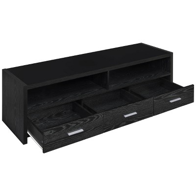 Modern Black Oak TV Console with Silver Hardware