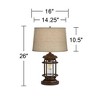 Franklin Iron Works Andreas 26" High Lantern Industrial Farmhouse Rustic Table Lamps Set of 2 USB Port Night Light Brown Metal Living Room Charging - 4 of 4