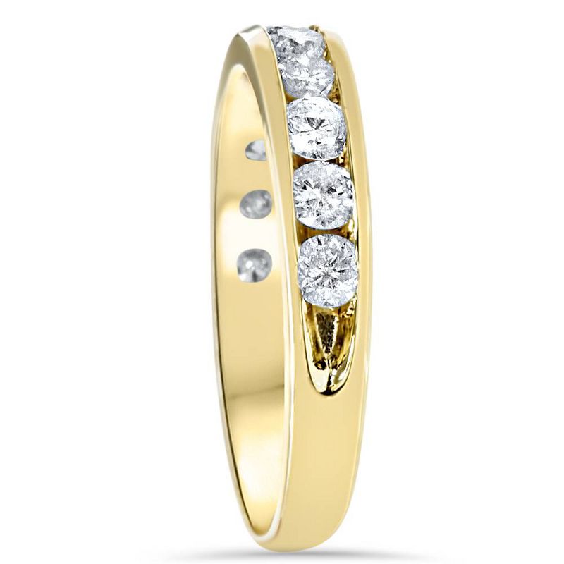 Pompeii3 1 Ct Round Cut Channel Set Diamond Wedding Women's 14k Yellow Gold Ring, 2 of 6