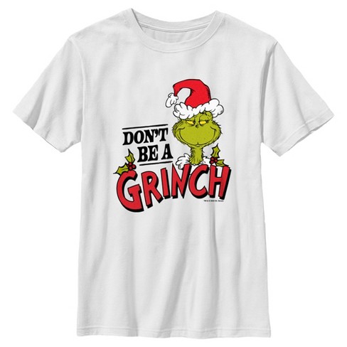 Boy's Dr. Seuss Christmas Don't Be A Grinch T-shirt - White - Large ...