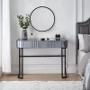 39" Mirrored Makeup Vanity Table with Stainless Steel Base, Mirrored Console Dressing Table with 2 Drawers,Versatile Desk for Bedroom, Silver - image 2 of 4