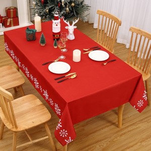 Christmas Table Cloth, Rectangle Fabric Table Cover, Red Snowflake Cloth Tablecloth for Party Gathering - 1 of 4
