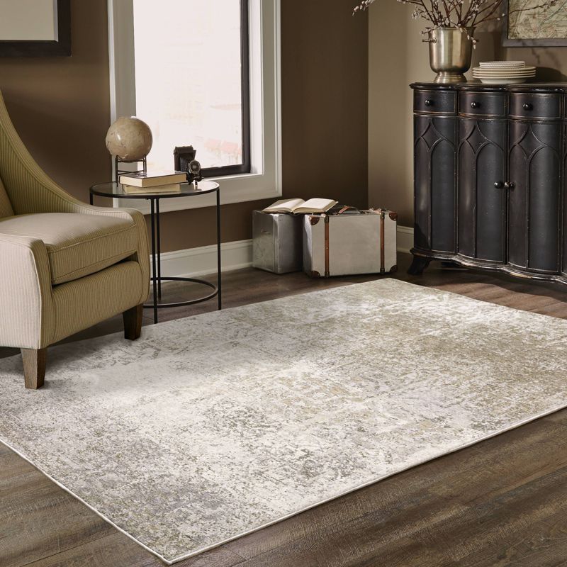 Nirvan Industrial Abstract Indoor Area Rug Ivory/Gray - Captiv8e Designs, 3 of 13