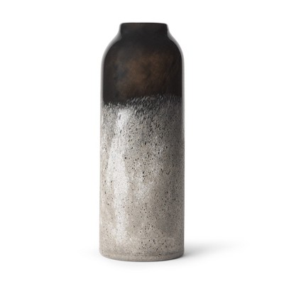 HomeRoots 12" Black And Gray Glass Cylinder Table Vase