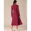 INSPIRE CHIC Women's Long Sleeve Round Neck Casual Stretchy A-Line Midi Dress - 4 of 4